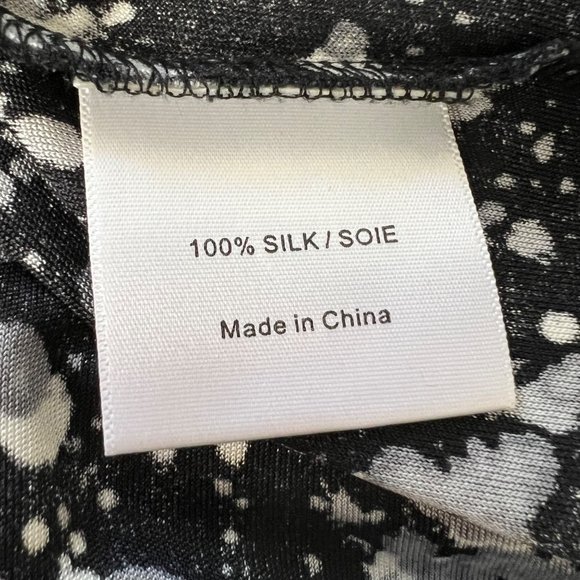 Tory Burch Meredith Paint Splatter Print Silk Dress Black White Gray size Small - Picture 11 of 13